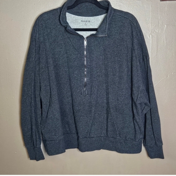 💥Sale💥Torrid Women's Charcoal Drop Shoulder Half Zip Pullover - Picture 4 of 4